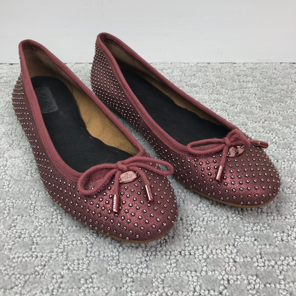 Nwot coach Lara studded ballet‎ flats with bow